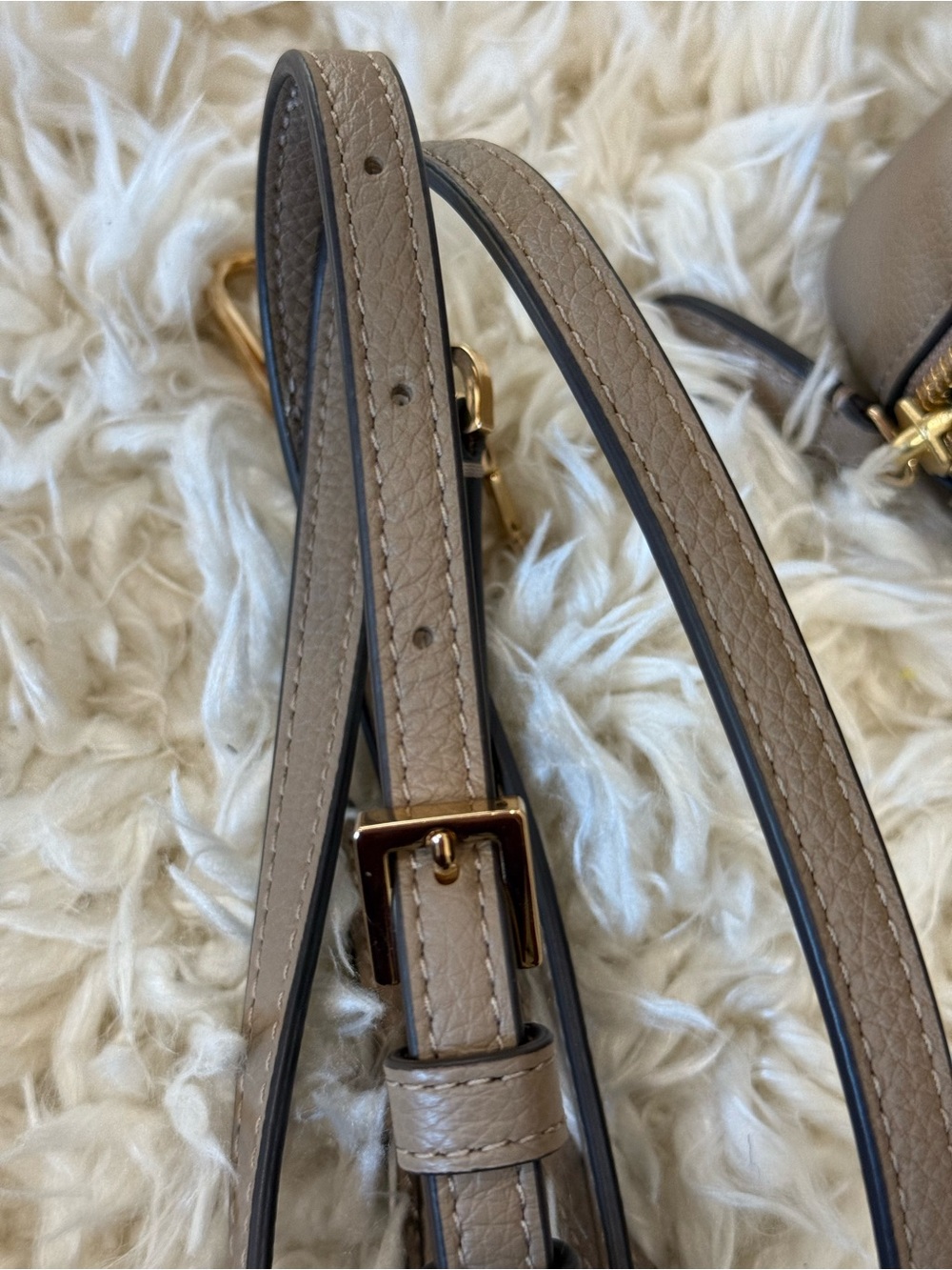 Tory Burch Taupe Pebbled Leather Dome Satchel Crossbody - Picture 9 of 9